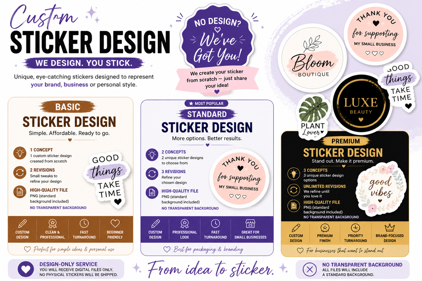 Custom Sticker Design (No Design Needed) | Business & Branding Stickers | Digital Files