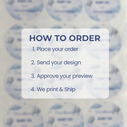 Personalised Baby Stickers – Custom Name Labels – Baby Shower, Christening & Party Favour Stickers – Waterproof – 24 Per Sheet