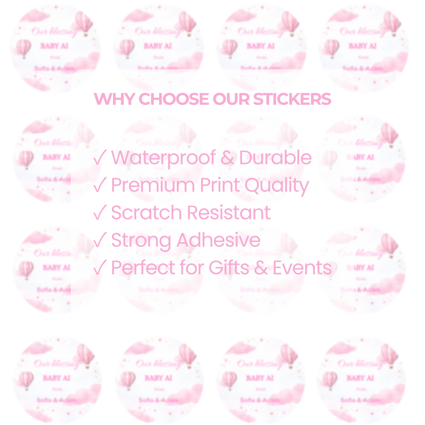 24 Stickers Per Sheet 💕 Custom Sizes • Premium Quality • Matte or Gloss Finish