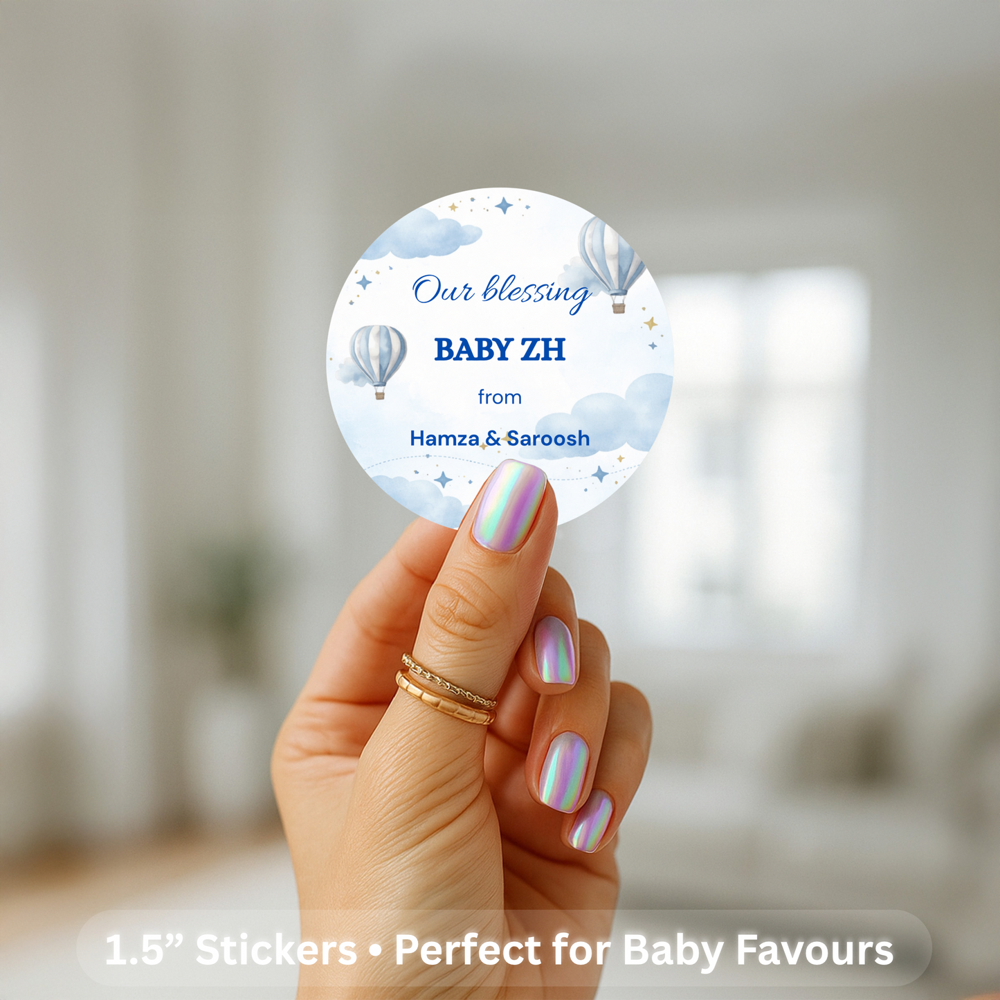 Personalised Baby Stickers – Custom Name Labels – Baby Shower, Christening & Party Favour Stickers – Waterproof – 24 Per Sheet