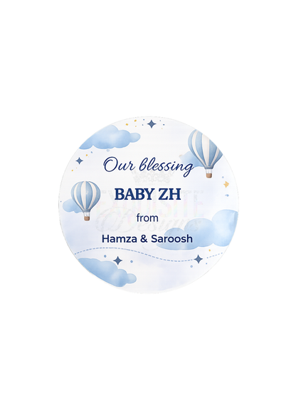 Personalised Baby Stickers – Custom Name Labels – Baby Shower, Christening & Party Favour Stickers – Waterproof – 24 Per Sheet