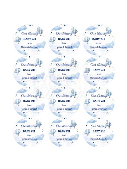 Personalised Baby Stickers – Custom Name Labels – Baby Shower, Christening & Party Favour Stickers – Waterproof – 24 Per Sheet
