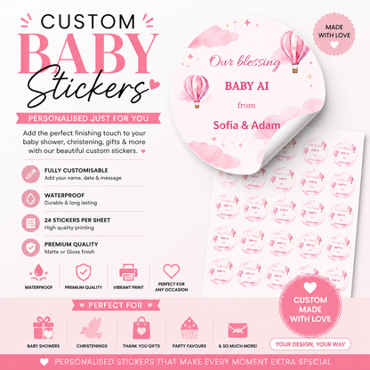 24 Stickers Per Sheet 💕 Custom Sizes • Premium Quality • Matte or Gloss Finish