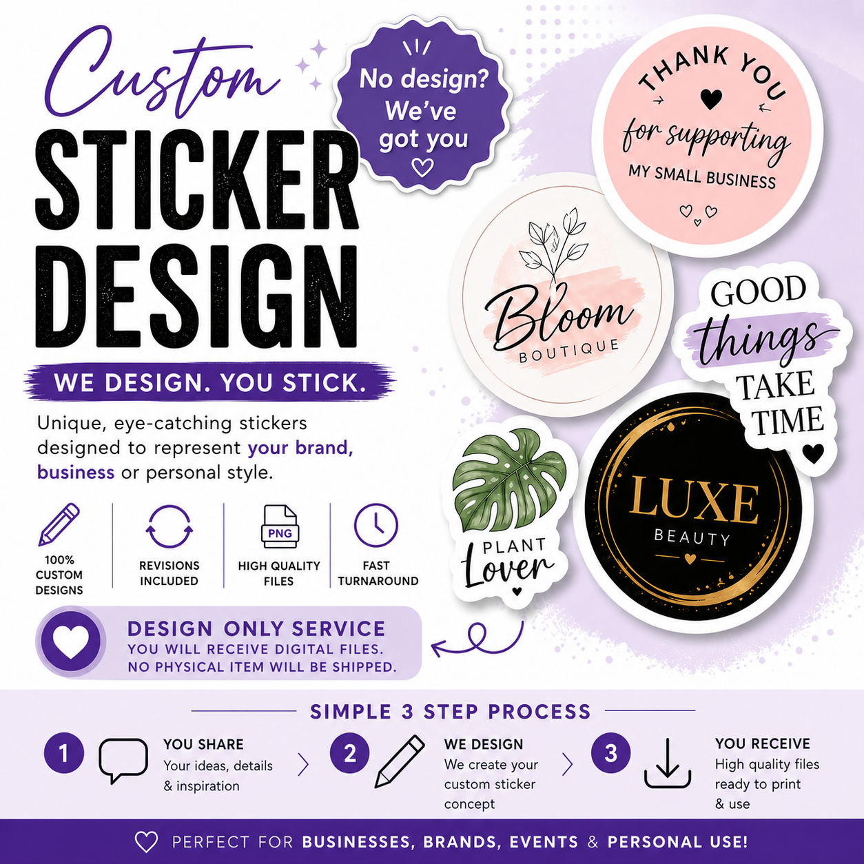 Custom Sticker Design (No Design Needed) | Business & Branding Stickers | Digital Files