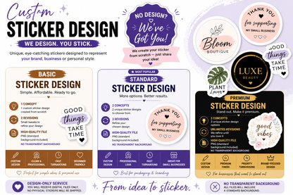 Custom Sticker Design (No Design Needed) | Business & Branding Stickers | Digital Files